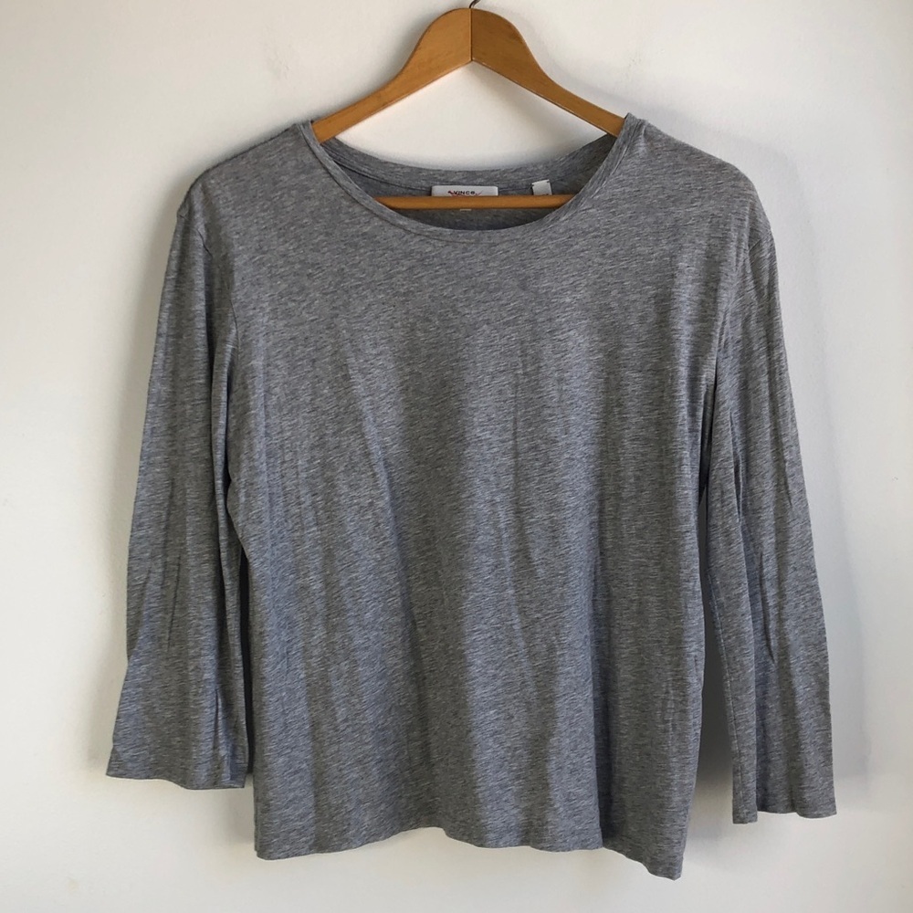 Vince Heather Gray Long Sleeve Crewneck Top